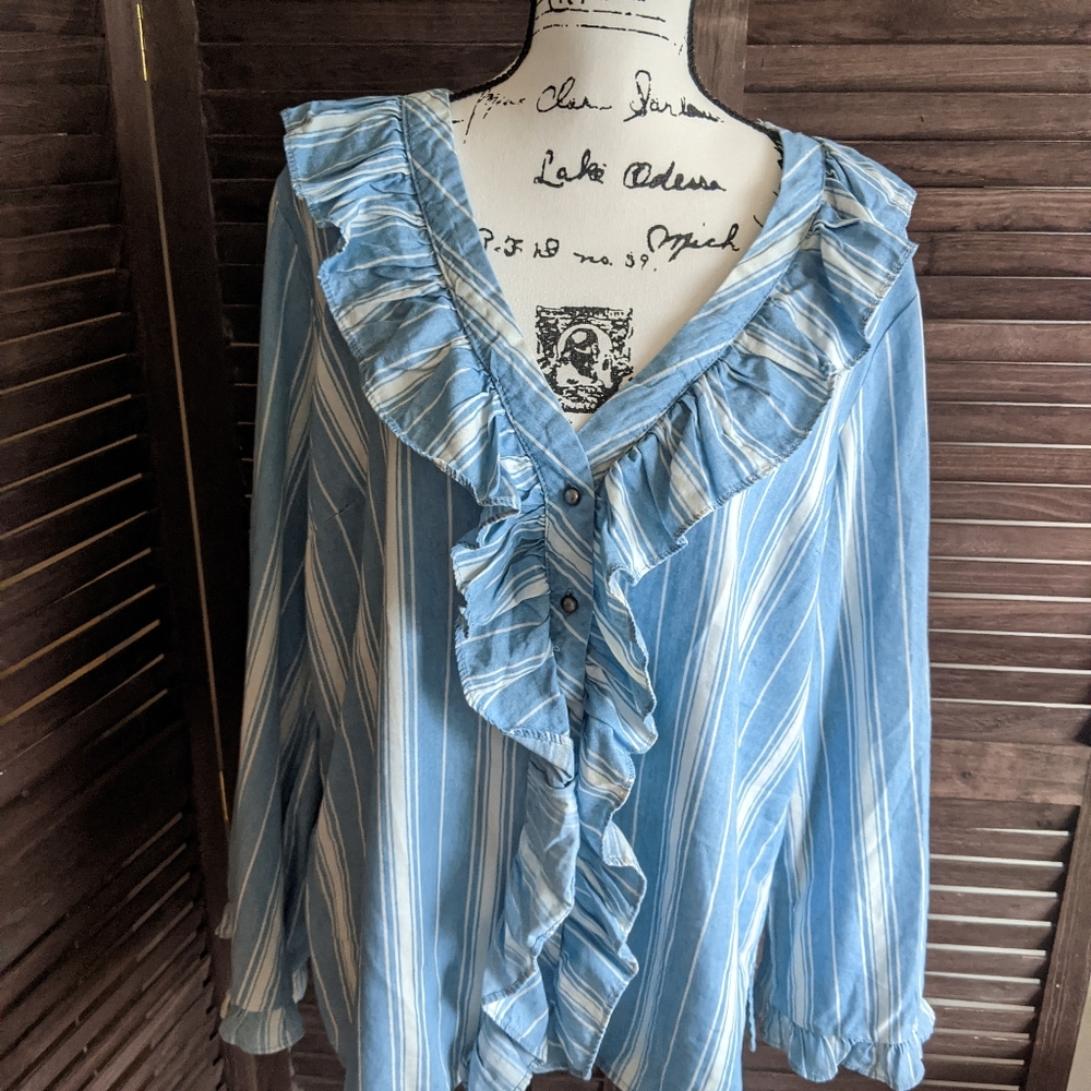New! Ashley Stewart Striped Blouse-14